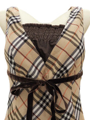 Nova Check Pattern Sleeveless Mini Dress #36 Beige