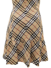 米色 Nova 格纹无袖迷你连衣裙