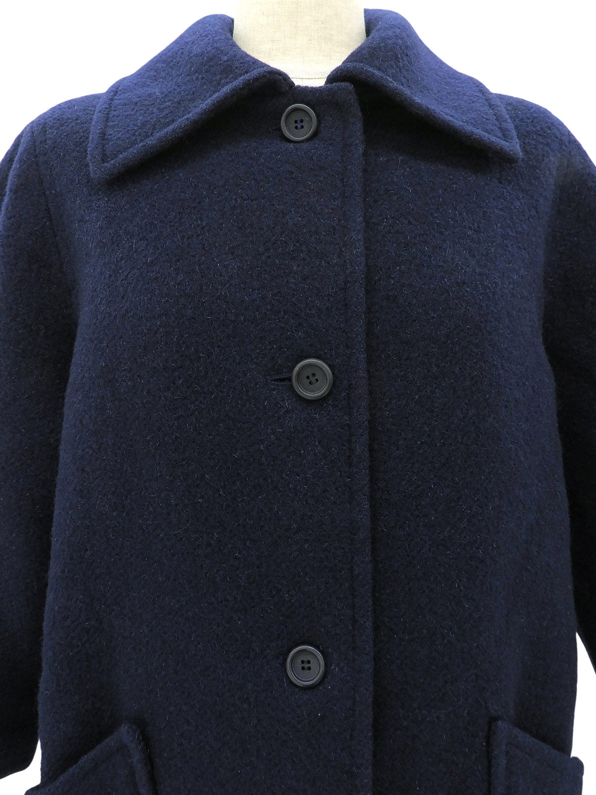 ウールロングコート ネイビー