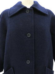 ウールロングコート ネイビー