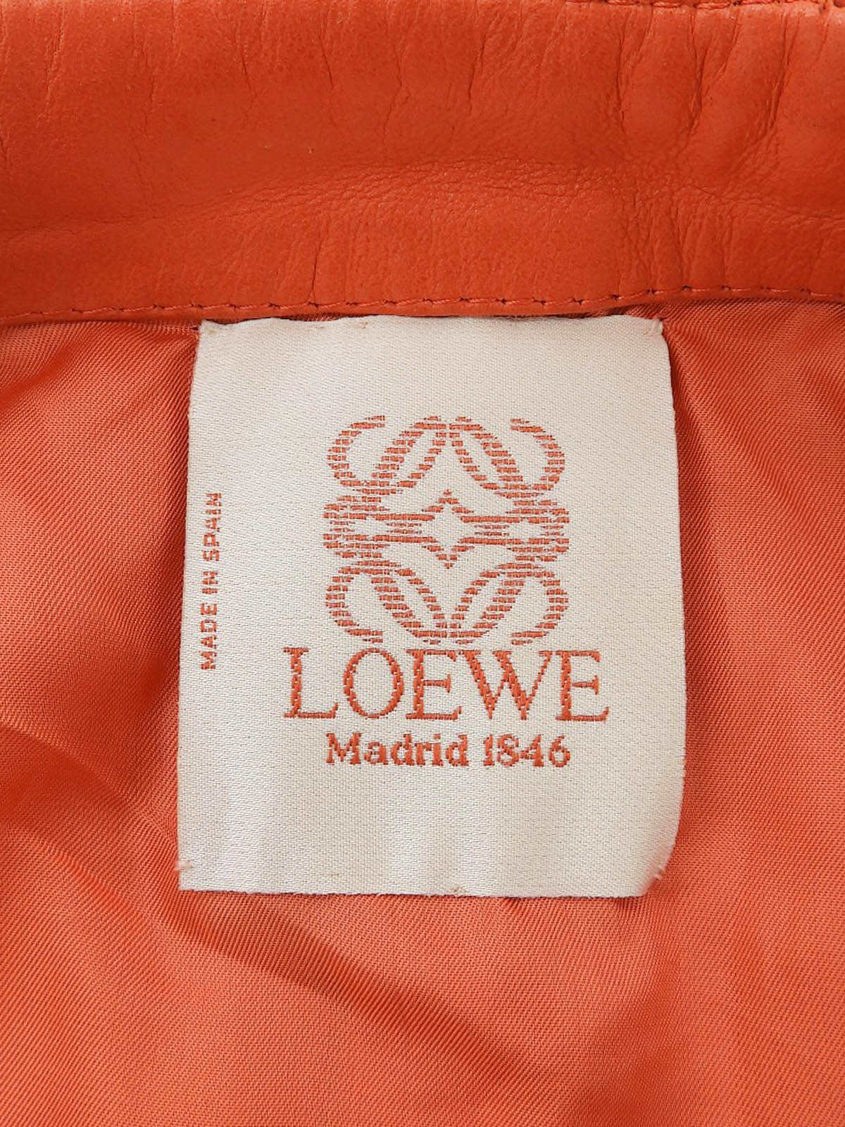 レザーノーカラーショートジャケット オレンジ