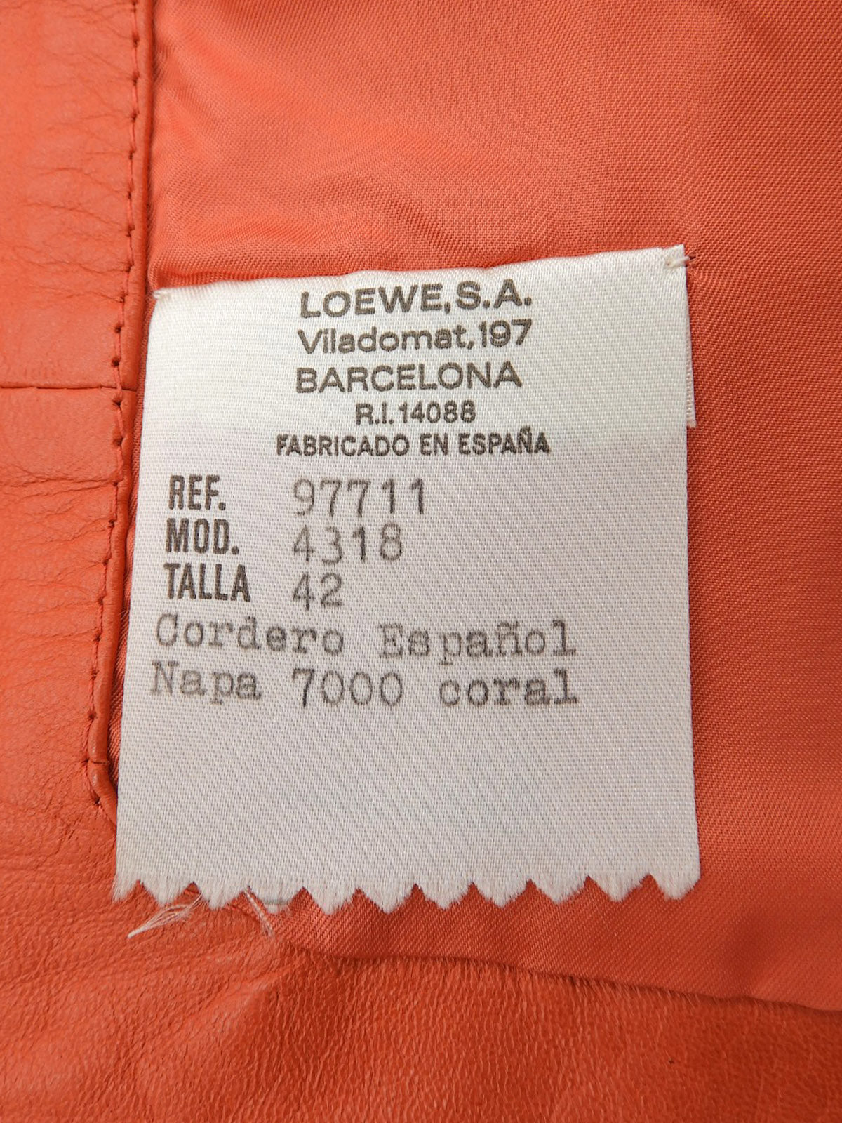 レザーノーカラーショートジャケット オレンジ