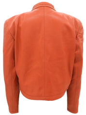 レザーノーカラーショートジャケット オレンジ
