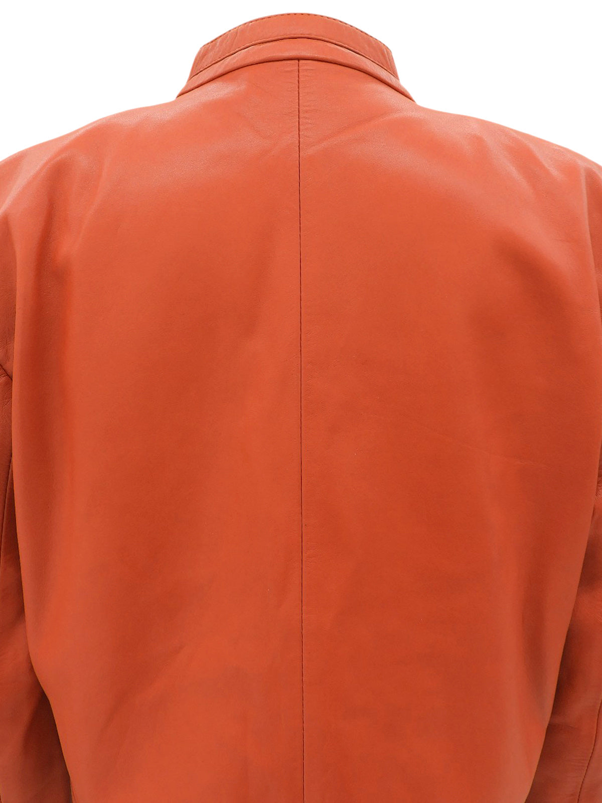 レザーノーカラーショートジャケット オレンジ