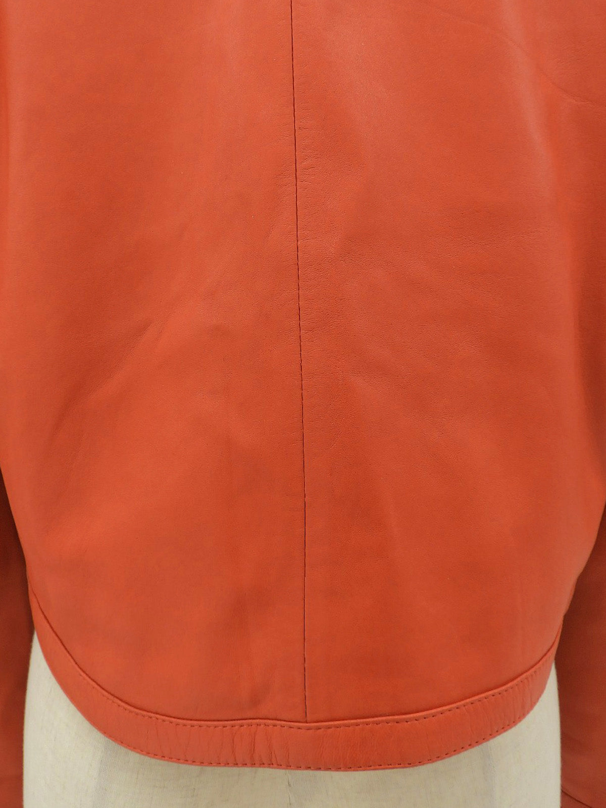 レザーノーカラーショートジャケット オレンジ
