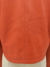 レザーノーカラーショートジャケット オレンジ