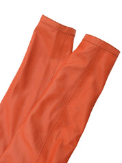 レザーノーカラーショートジャケット オレンジ