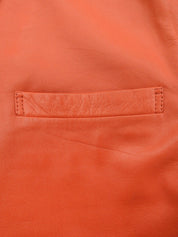 レザーノーカラーショートジャケット オレンジ