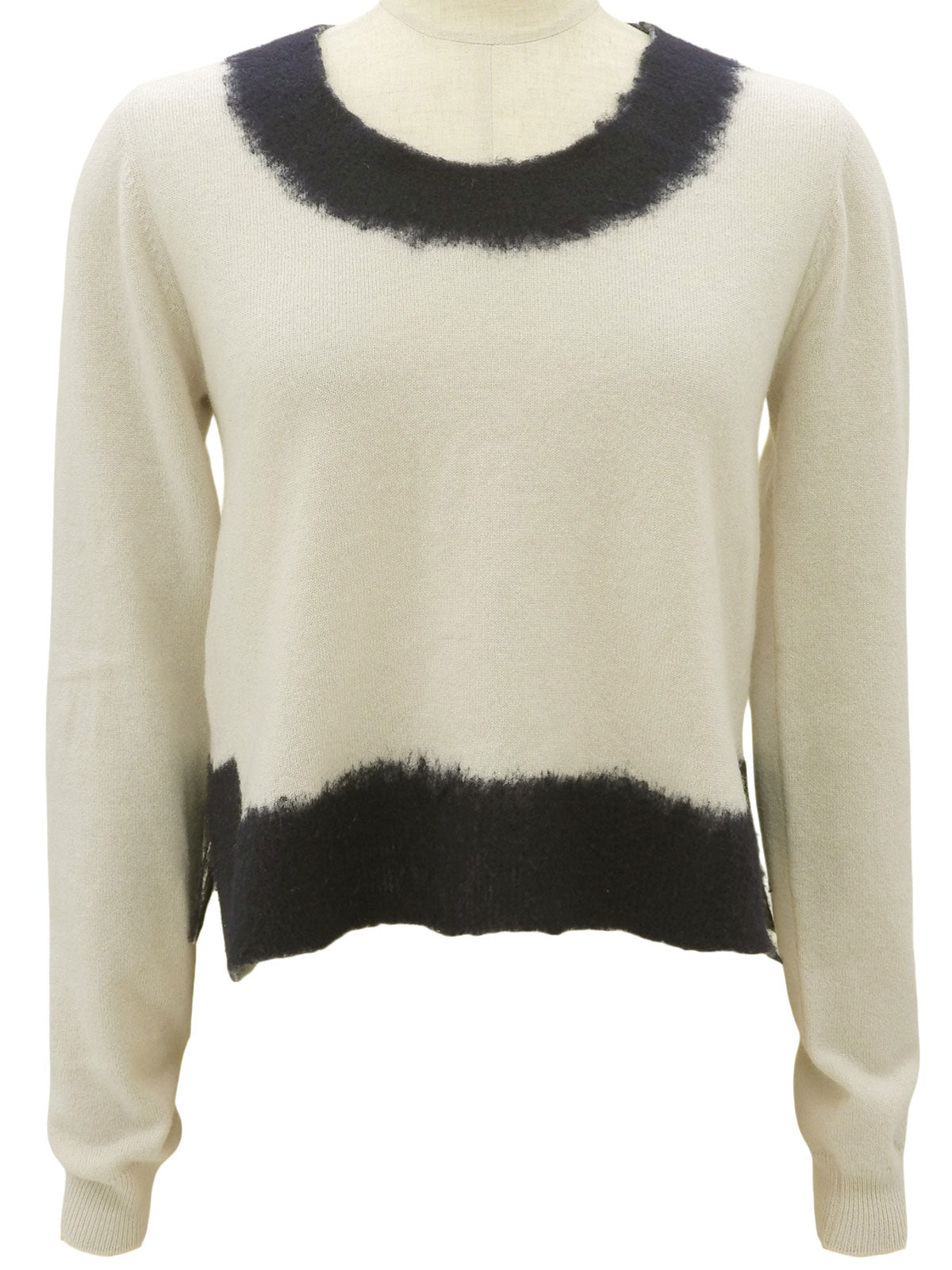 Cashmere Knit Top #38 Ivory/Navy