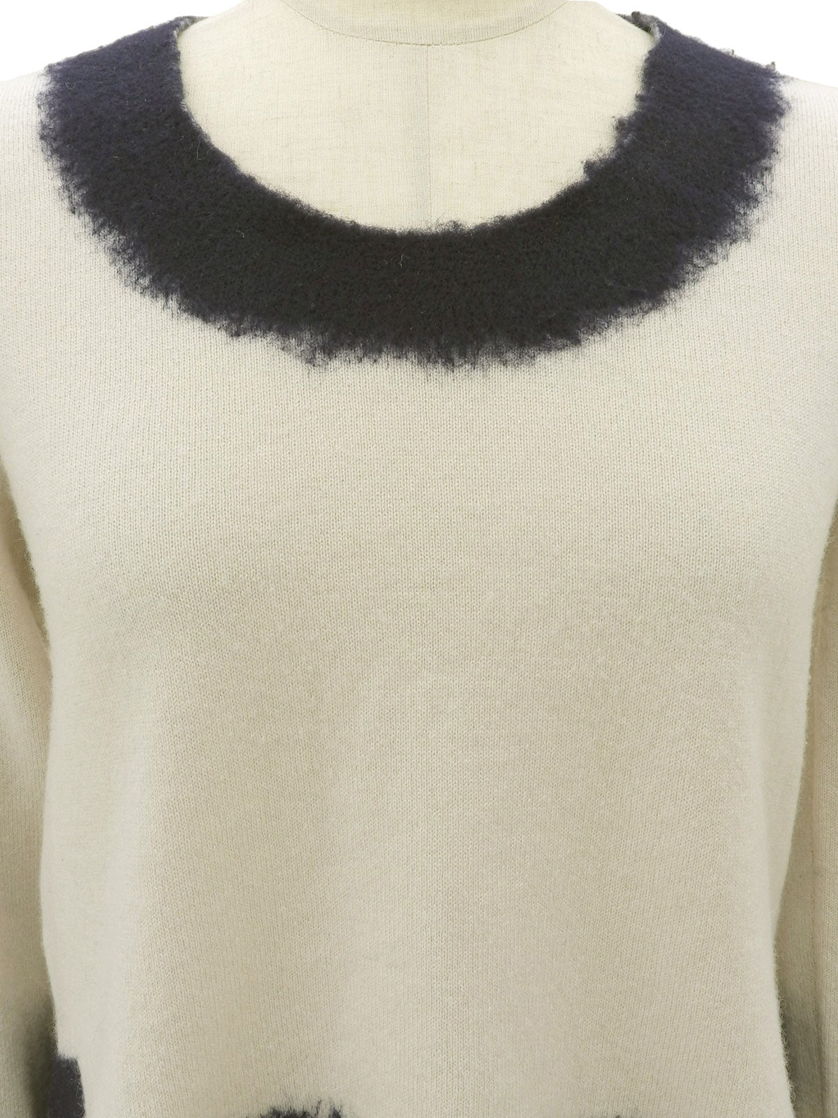 Cashmere Knit Top #38 Ivory/Navy