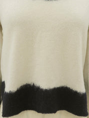 Cashmere Knit Top #38 Ivory/Navy
