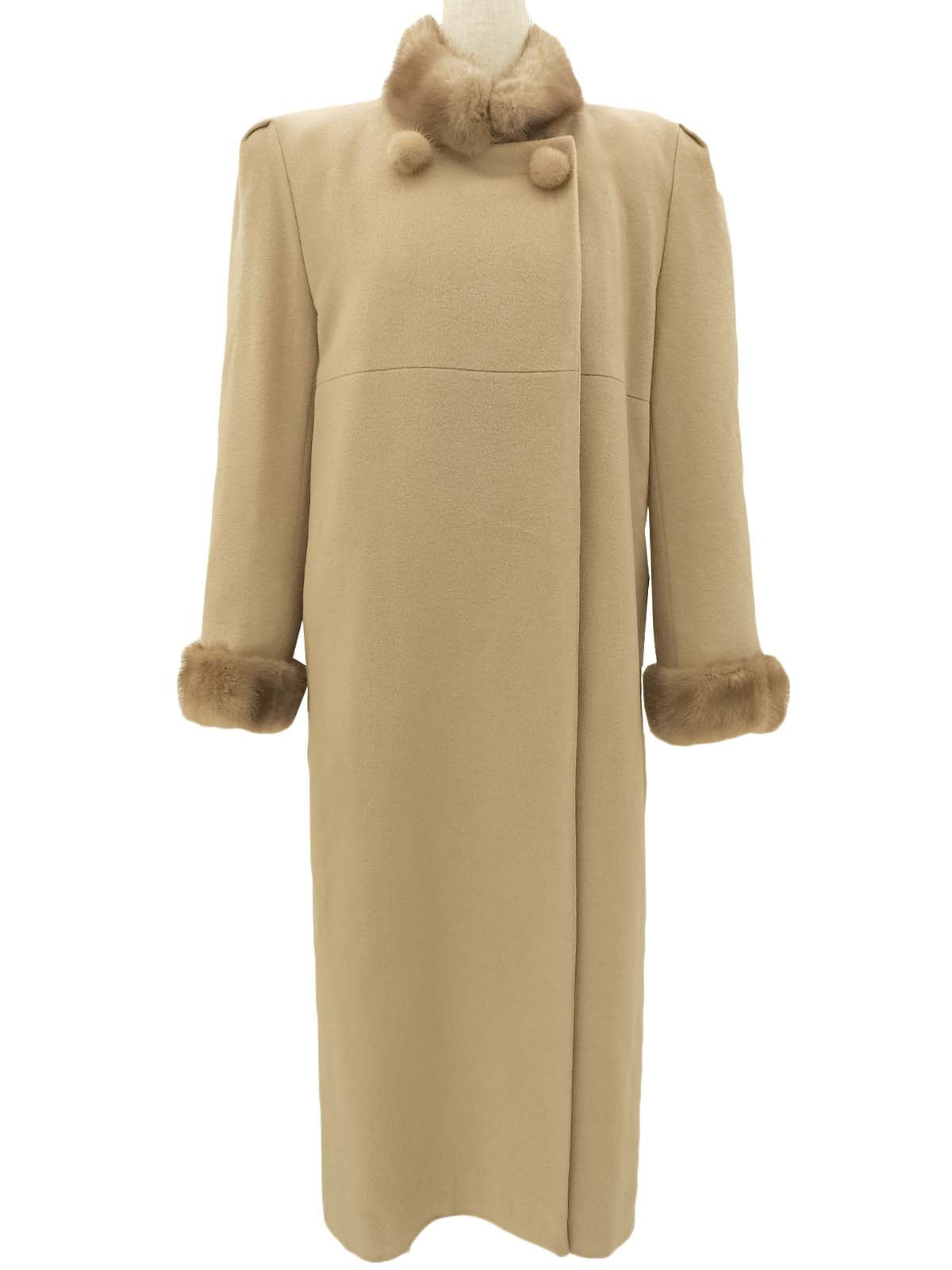 ファーウールロングコート ベージュ #9