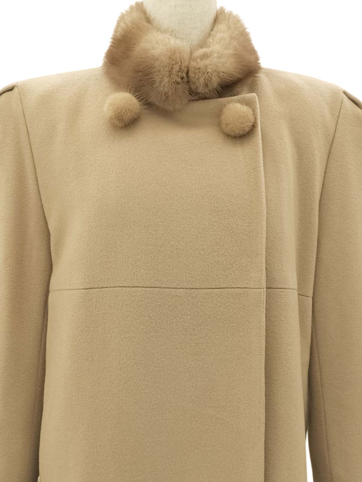 ファーウールロングコート ベージュ #9