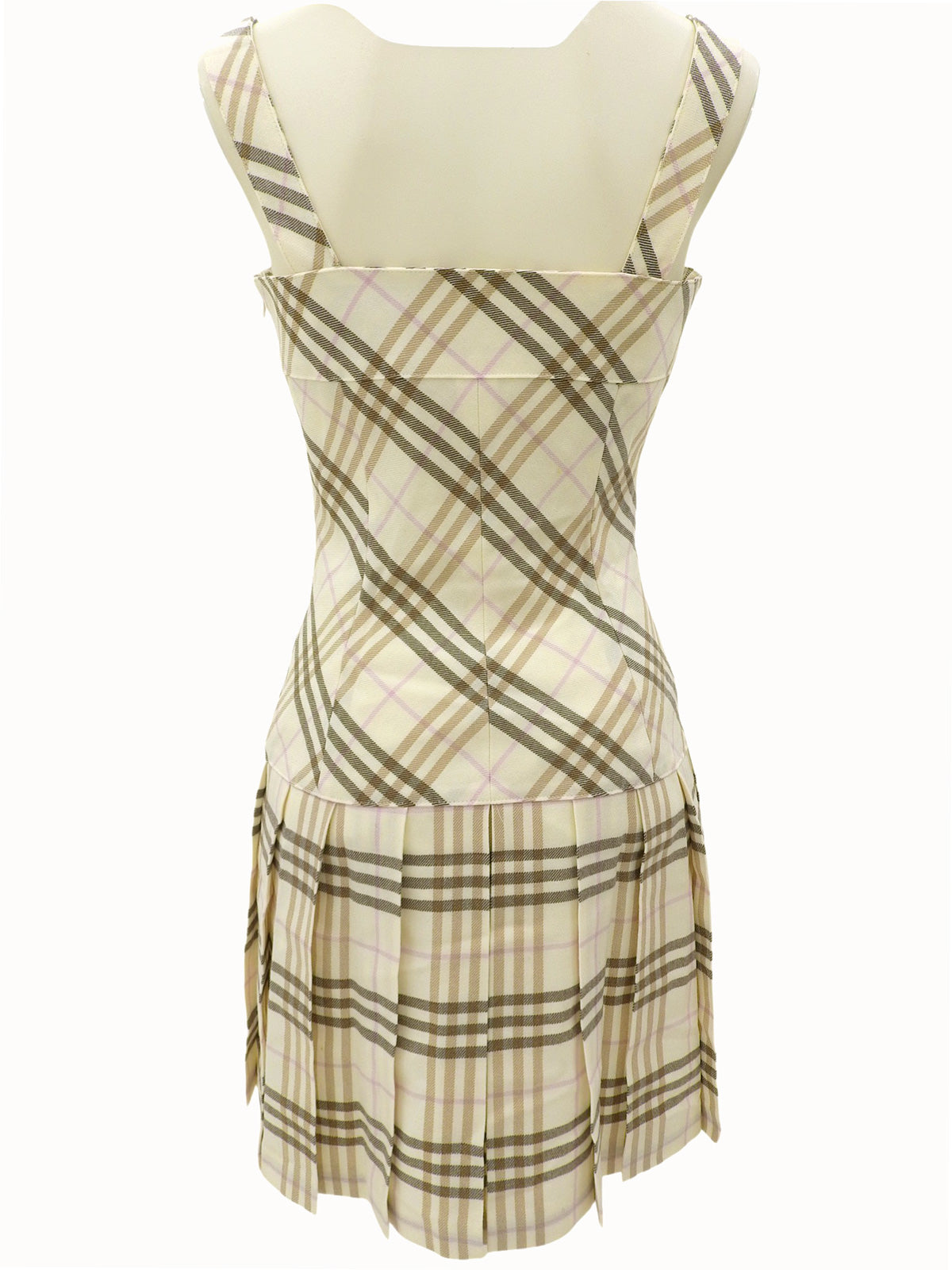 Nova 格纹图案吊带连衣裙，象牙色/多色