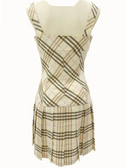 Nova 格纹图案吊带连衣裙，象牙色/多色