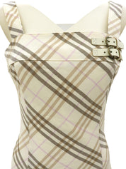 ノバチェックパターンキャミソールワンピース アイボリー/マルチ