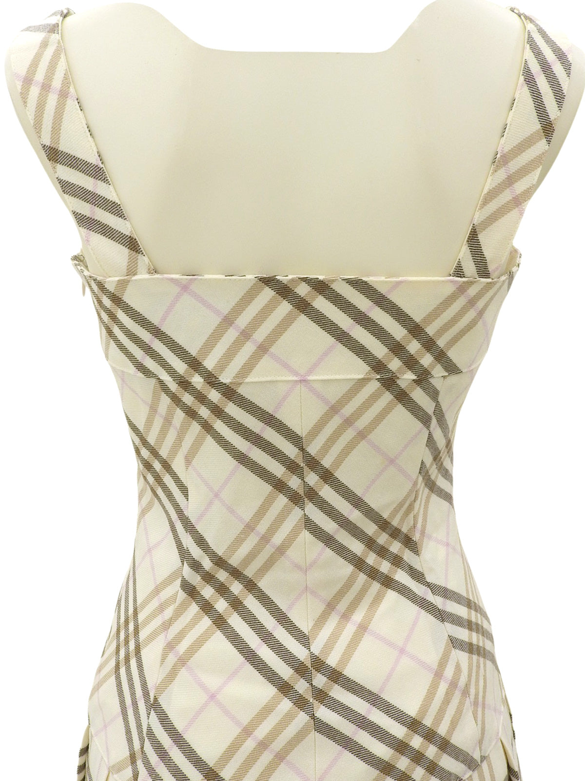 Nova 格纹图案吊带连衣裙，象牙色/多色