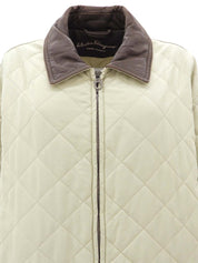 米色/棕色绗缝 Gancini 拉链外套