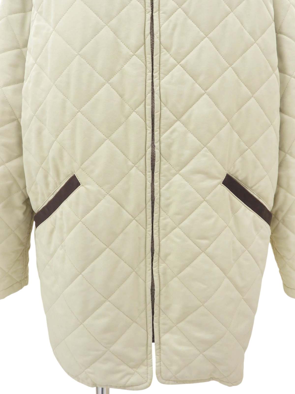 米色/棕色绗缝 Gancini 拉链外套