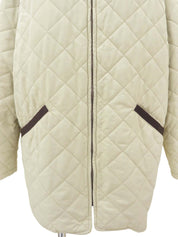 米色/棕色绗缝 Gancini 拉链外套