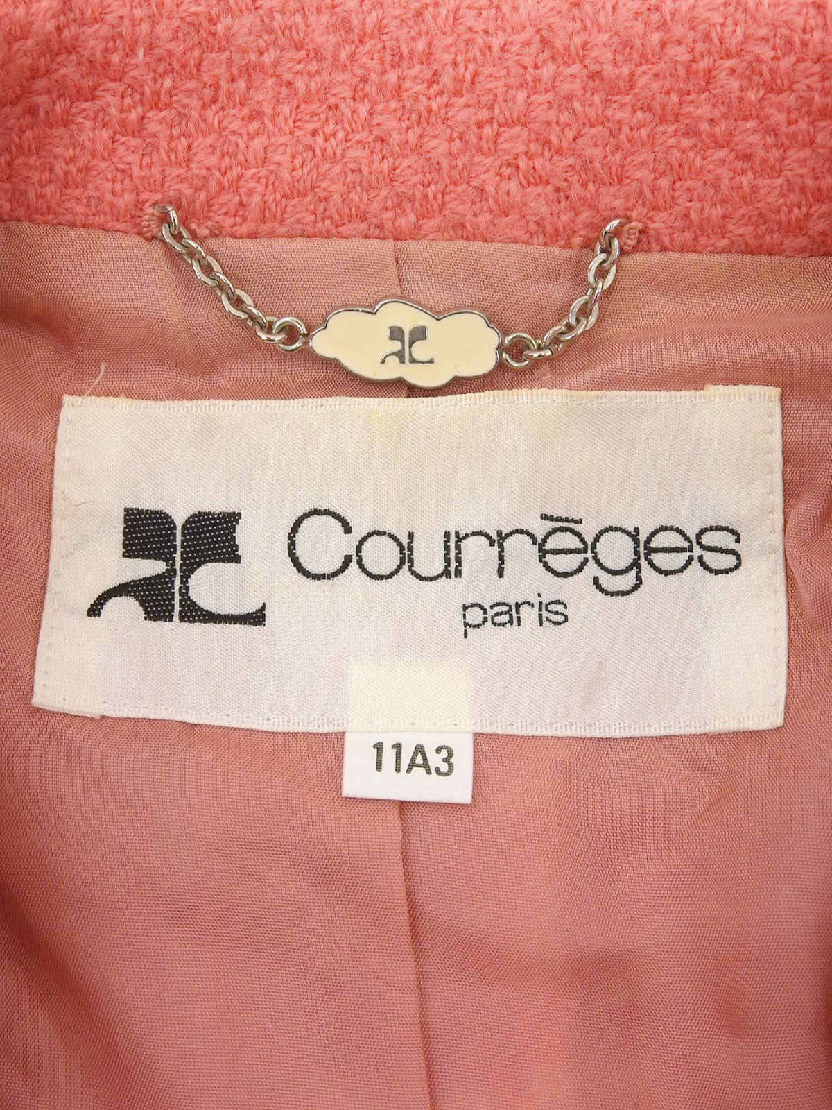 ウールワンピースセットアップ サーモンピンク/ホワイト