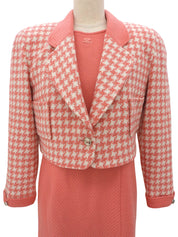 ウールワンピースセットアップ サーモンピンク/ホワイト