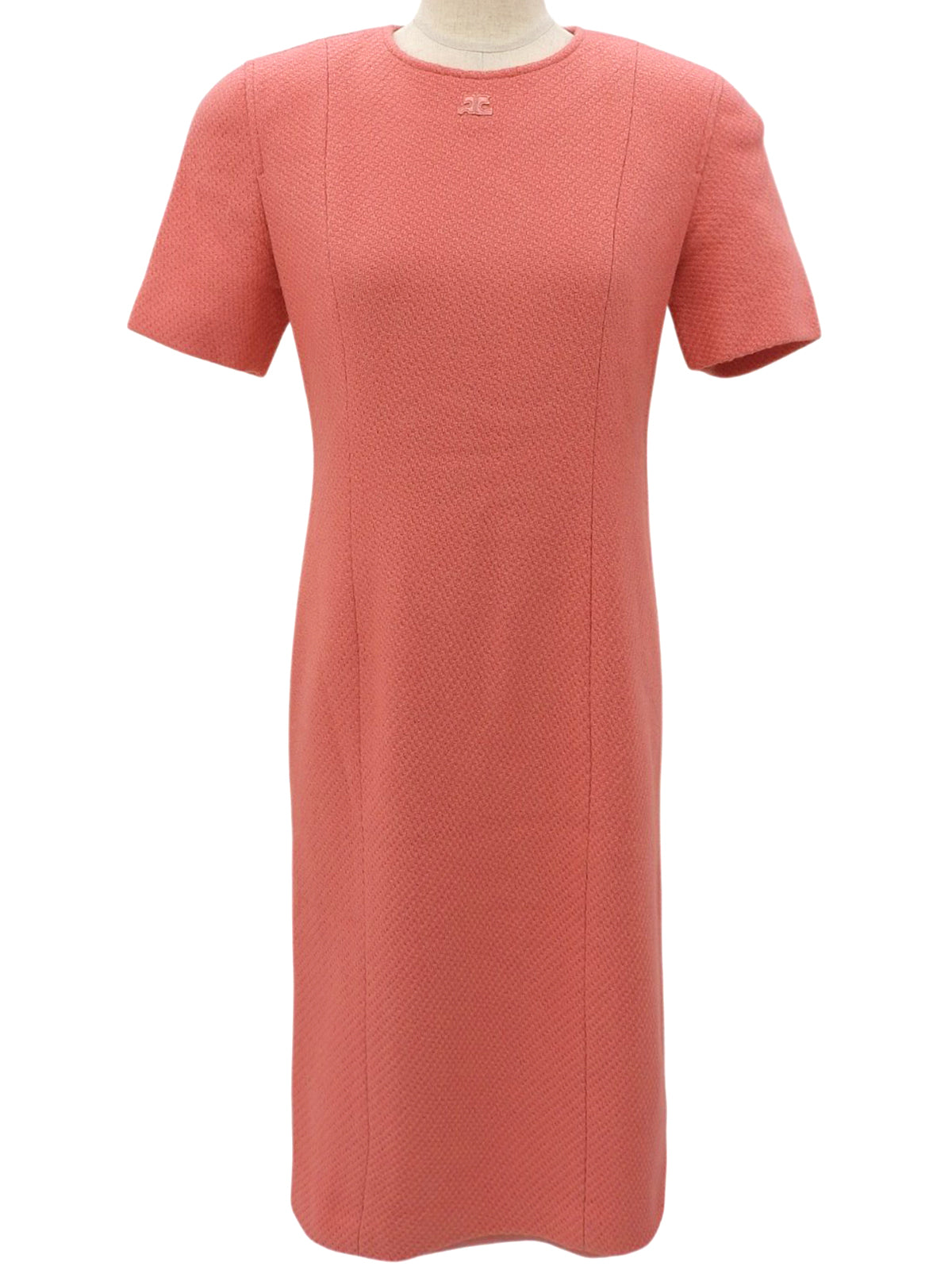 ウールワンピースセットアップ サーモンピンク/ホワイト