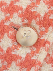 ウールワンピースセットアップ サーモンピンク/ホワイト