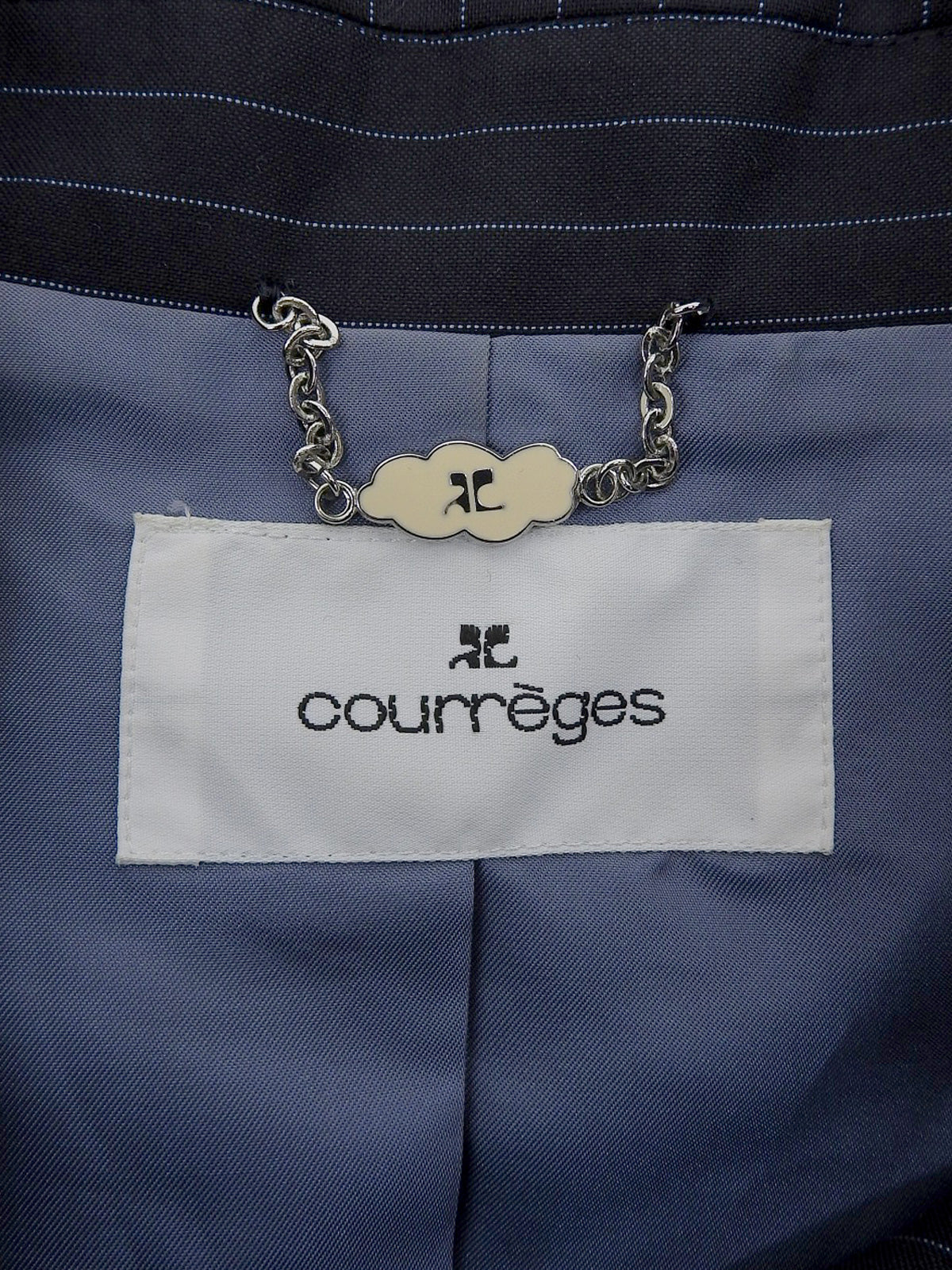 海军蓝/浅蓝色条纹图案Logo纽扣套装