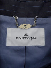 海军蓝/浅蓝色条纹图案Logo纽扣套装