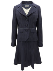 海军蓝/浅蓝色条纹图案Logo纽扣套装