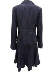 海军蓝/浅蓝色条纹图案Logo纽扣套装