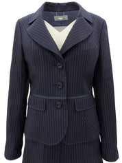 海军蓝/浅蓝色条纹图案Logo纽扣套装