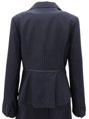 海军蓝/浅蓝色条纹图案Logo纽扣套装