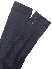 海军蓝/浅蓝色条纹图案Logo纽扣套装