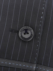 海军蓝/浅蓝色条纹图案Logo纽扣套装