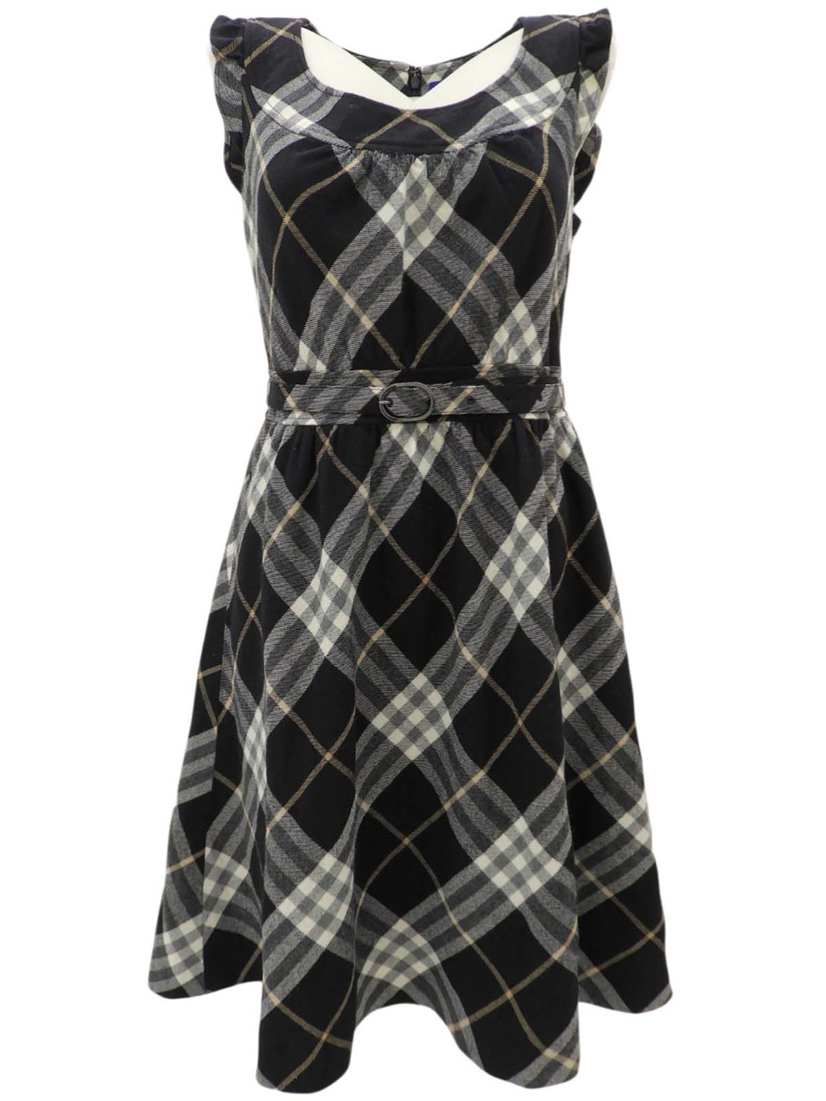 Check Pattern Dress in Black/Multi