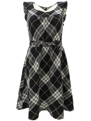 Check Pattern Dress in Black/Multi