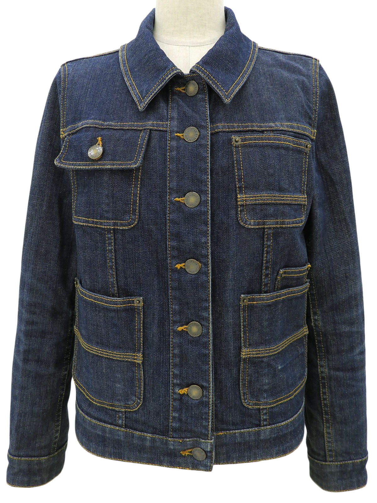 Denim Logo Button Jacket Indigo #34