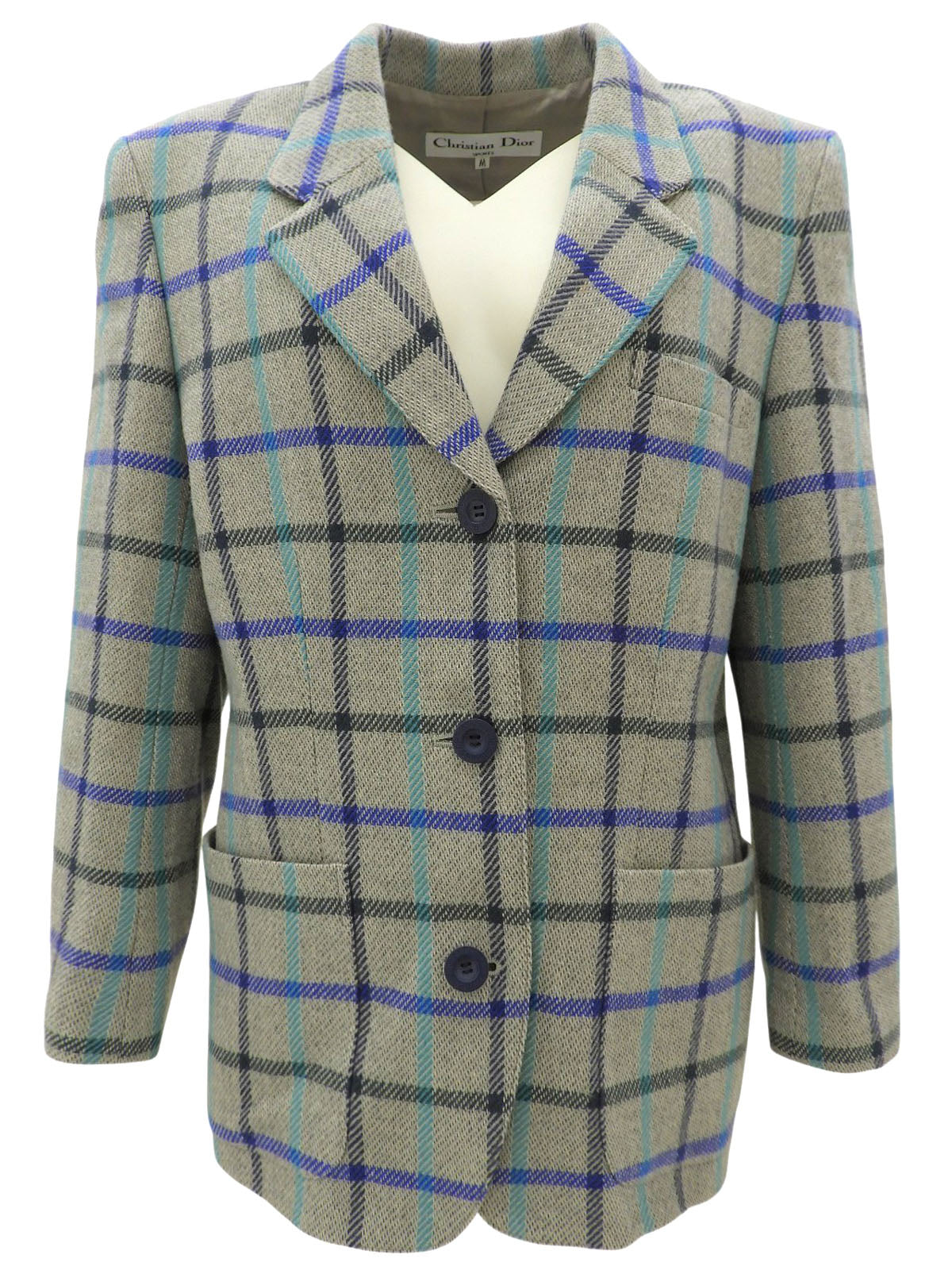 チェックパターンロゴボタンジャケット グレー/マルチ