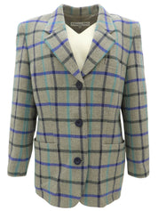 チェックパターンロゴボタンジャケット グレー/マルチ