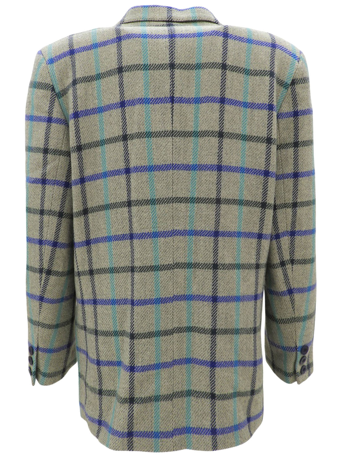 Checked Pattern Logo Button Jacket #M Grey/Multi