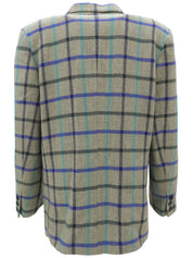 Checked Pattern Logo Button Jacket #M Grey/Multi