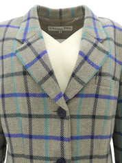 チェックパターンロゴボタンジャケット グレー/マルチ