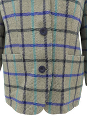 Checked Pattern Logo Button Jacket #M Grey/Multi