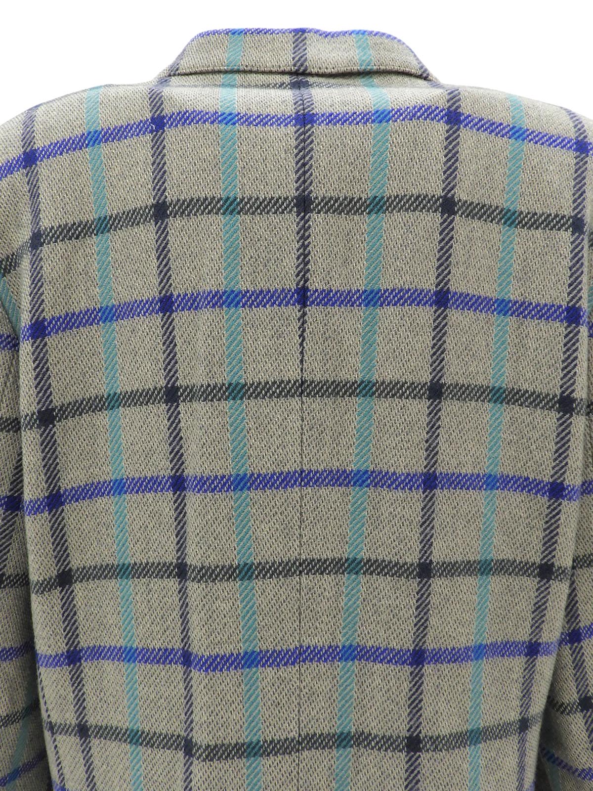 Checked Pattern Logo Button Jacket #M Grey/Multi