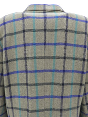 Checked Pattern Logo Button Jacket #M Grey/Multi
