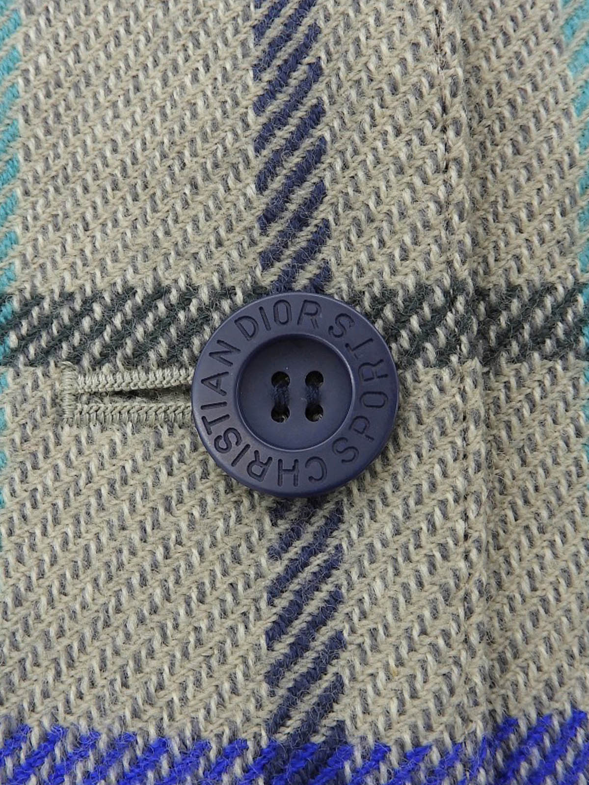 Checked Pattern Logo Button Jacket #M Grey/Multi