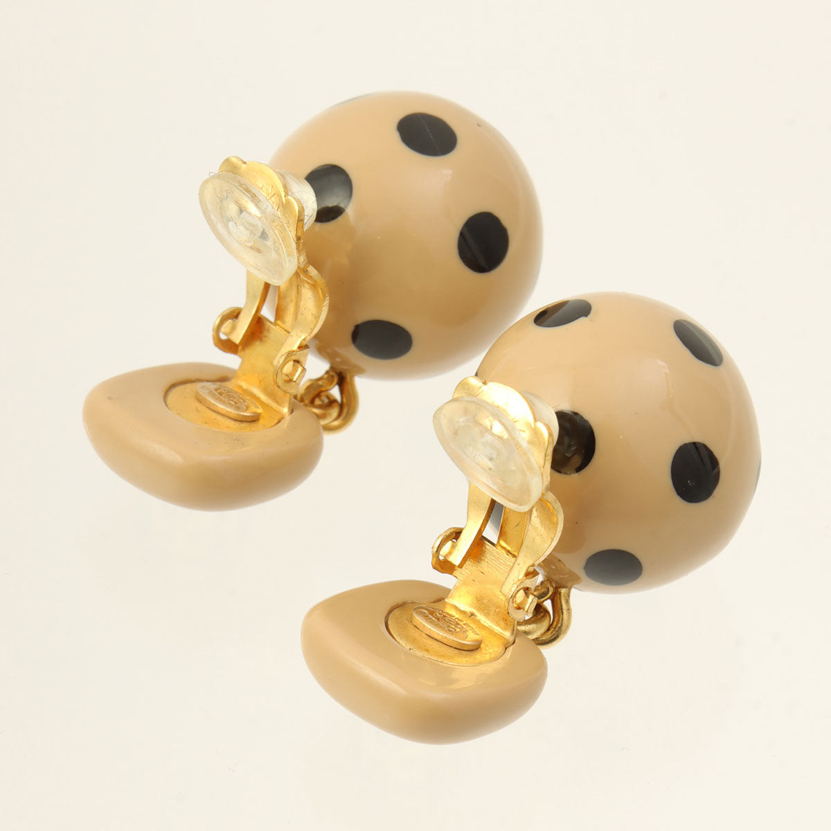 2000 Dot CC Mark Swing Earrings Beige/Black