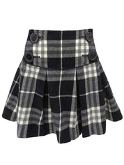 黑/白格纹荷叶边迷你裙